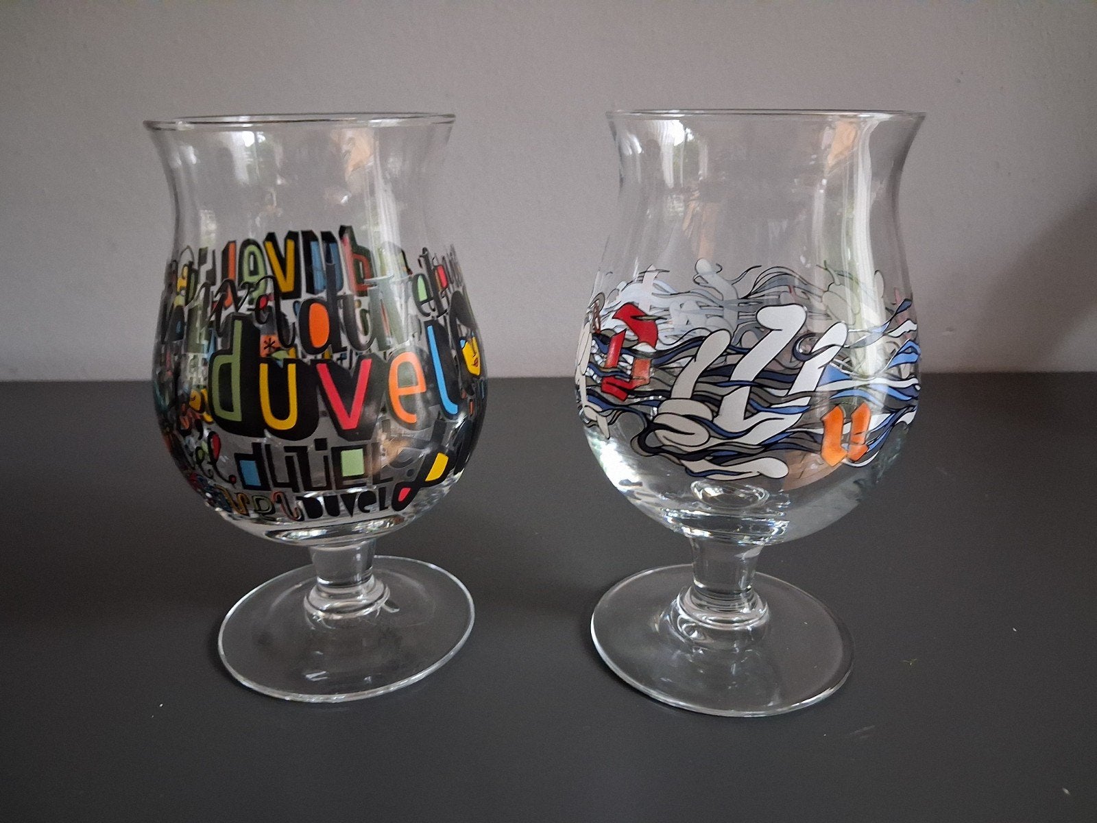 Duvel bierglazen Denis Meyers en Franky Sticks, Ophalen of Verzenden