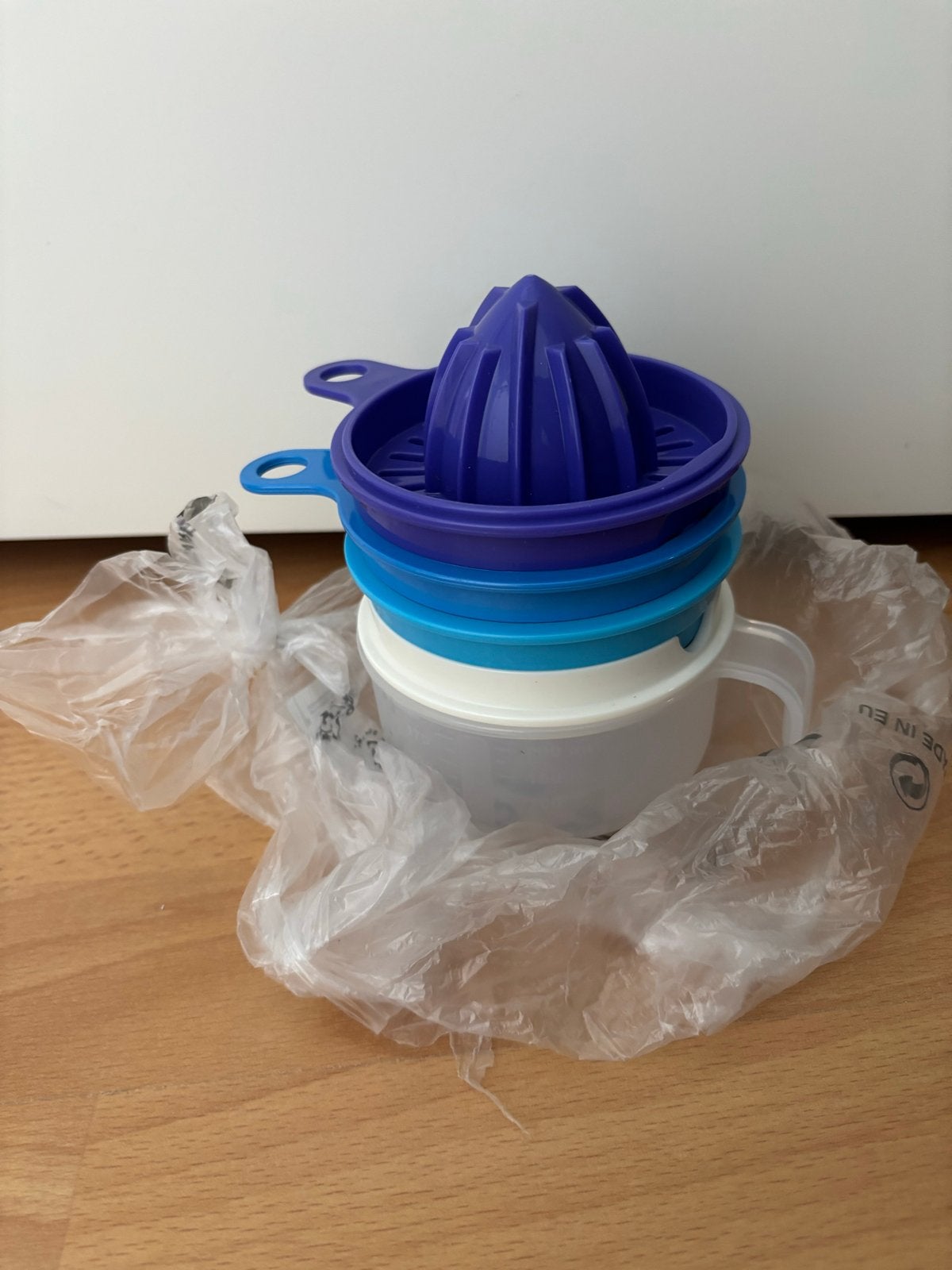 Tupperware citruspers en rasp set, koksmaatje, Blauw, Overige typen, Nieuw, Ophalen of Verzenden