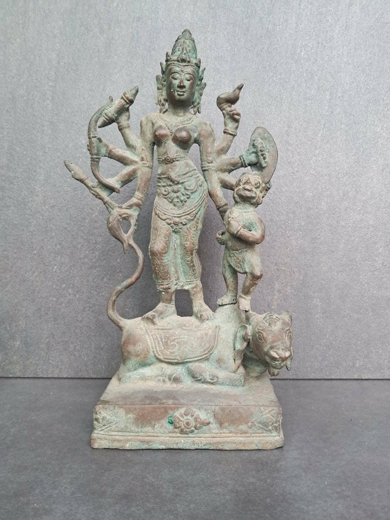 Standbeeld van de godin Bathari Durga/Bhairava/Nandi /Bali, Ophalen of Verzenden, Koper