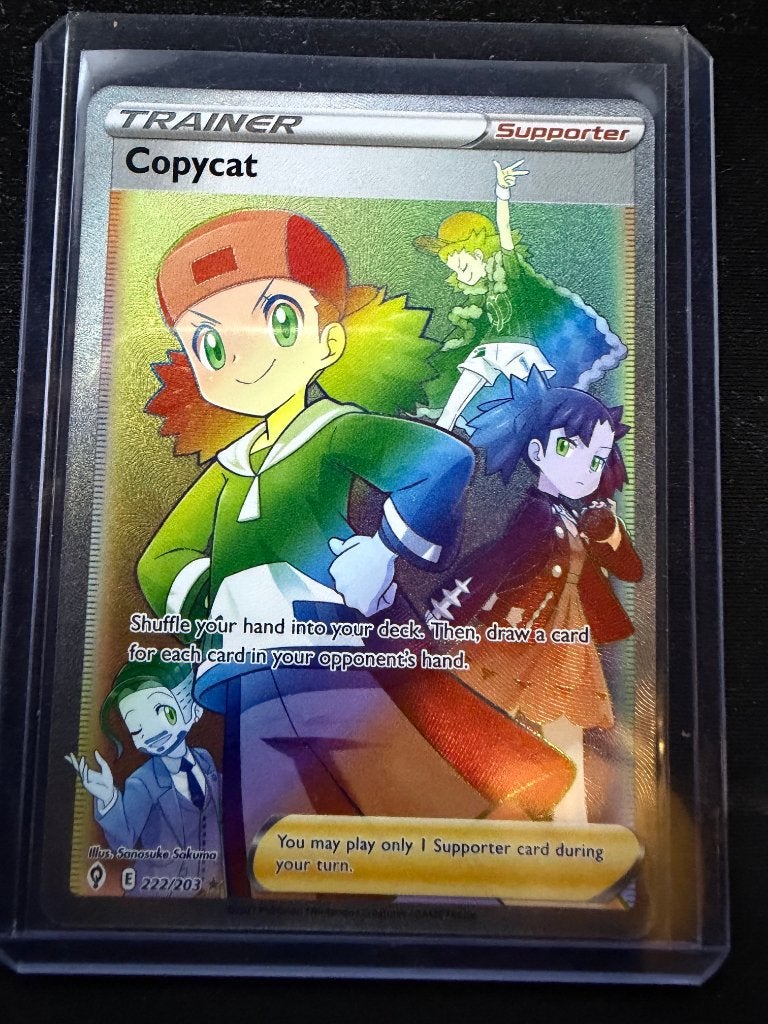Pokemon TCG: Copycat Trainer Kaart (222/203) als nieuw, Ophalen, Zo goed als nieuw, Losse kaart, Foil