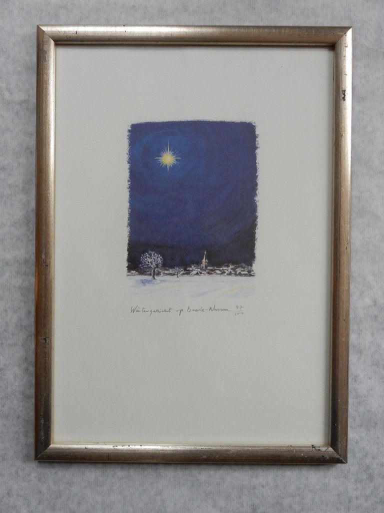 Prent Schilderij Baarle Nassau   97/100 gelimiteerde oplage, Antiek en Kunst, Ophalen of Verzenden, Realistisch, Achter glas, Stads- / dorpsgezicht