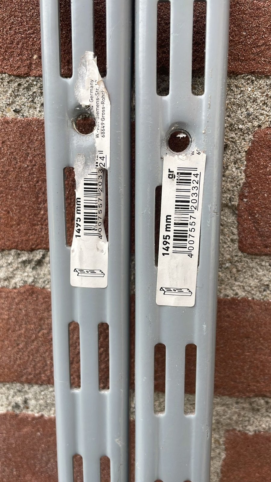 2x Grijze plankdragers 1495 mm, Ophalen, Zo goed als nieuw