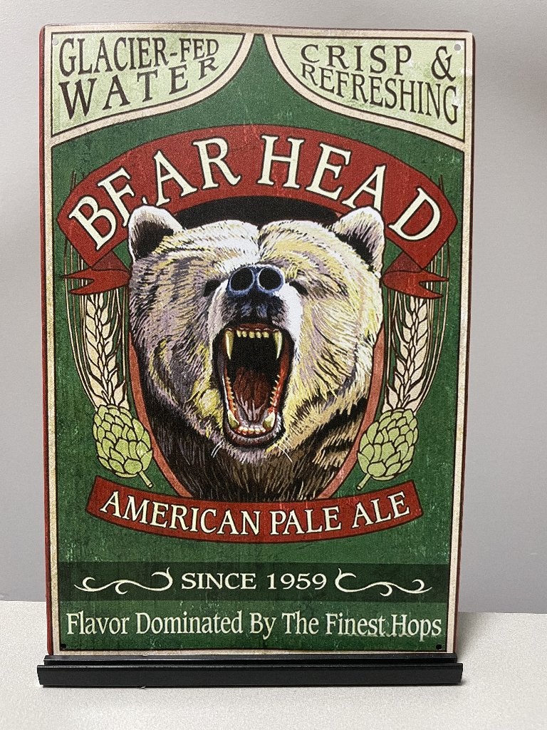 Bear Head  reclamebord (Old Look), Verzamelen, Biermerken, Ophalen of Verzenden, Nieuw, Reclamebord, Plaat of Schild, Overige merken