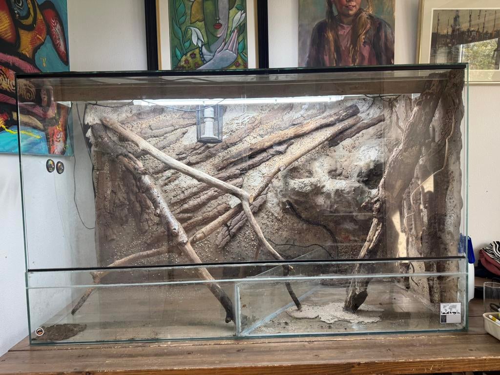 Terrarium/paludarium 150x90x60 + toebehoren, Ophalen, Zo goed als nieuw