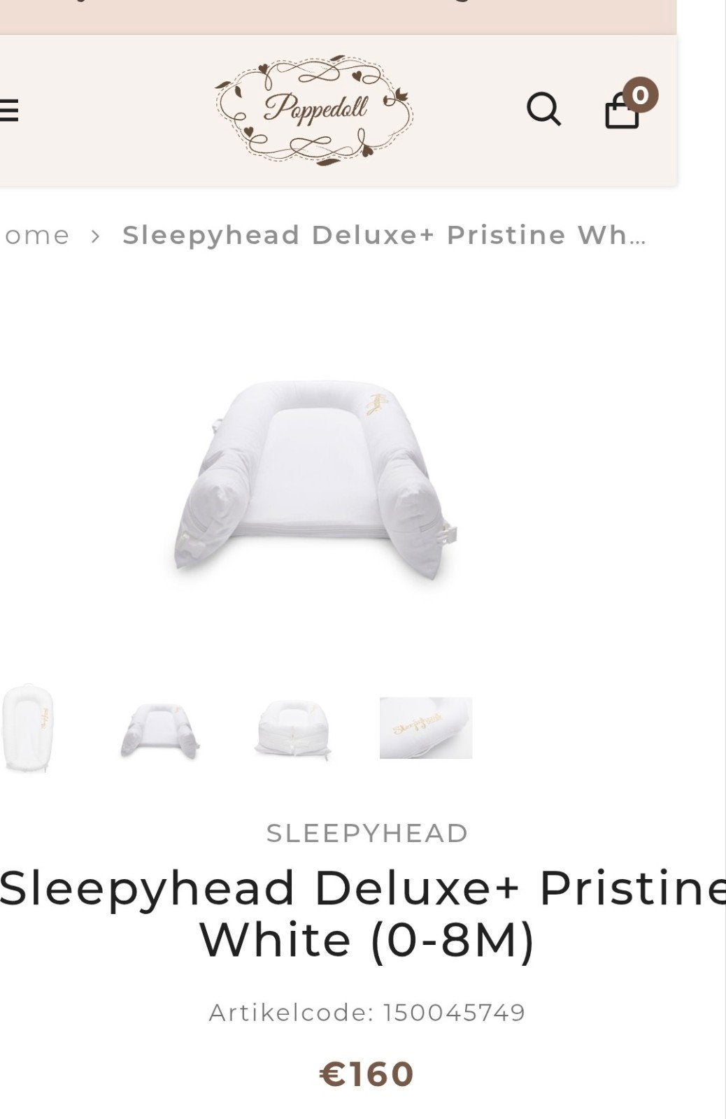 Sleepyhead Deluxe+ babynestje - Pristine White, Kinderen en Baby's, Babywiegjes en Ledikanten, Ophalen of Verzenden, Zo goed als nieuw