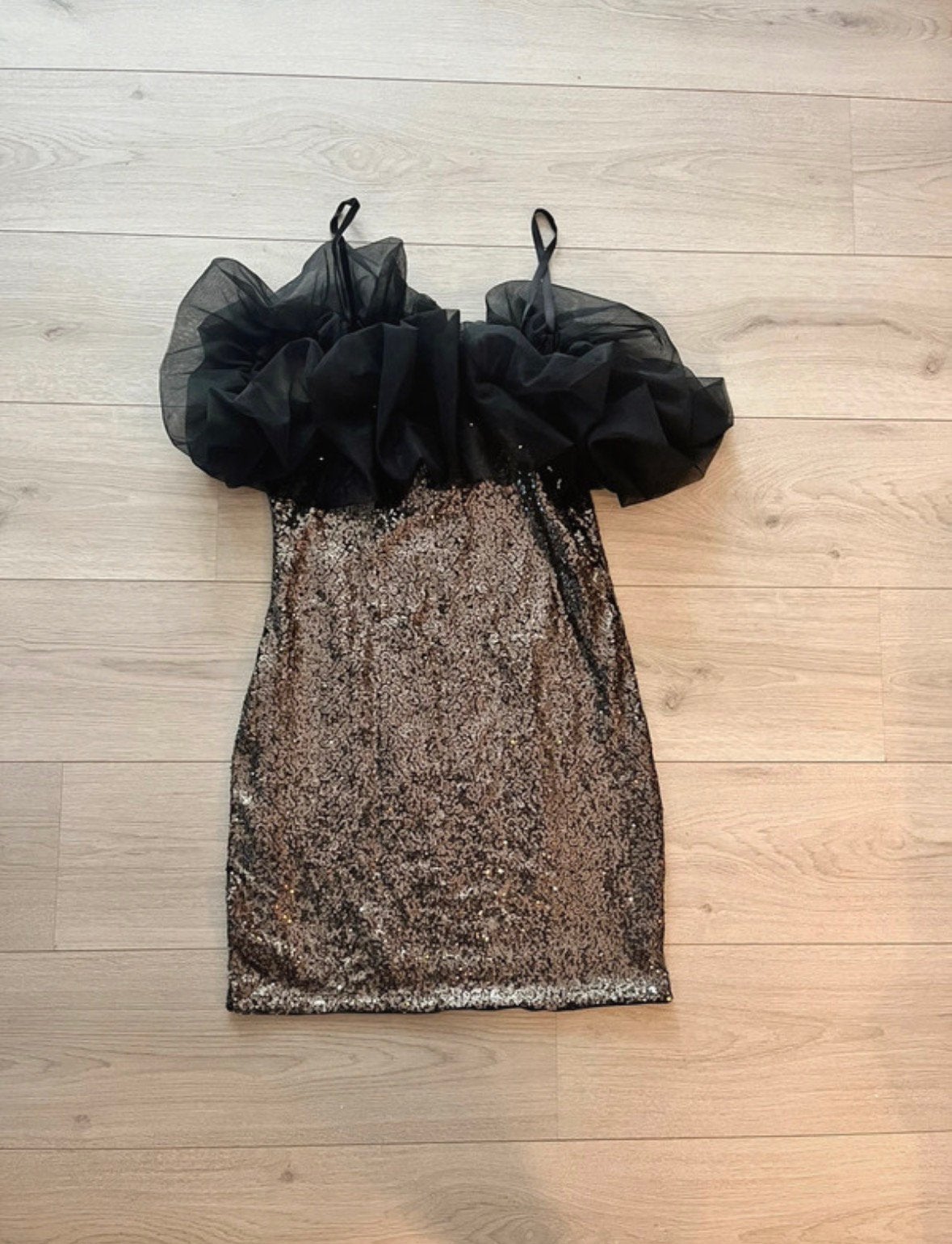 H&M Nieuw Zwart/zilveren Pailletten Jurkje Maat M, Maat 38/40 (M), Verzenden, Zwart, Nieuw