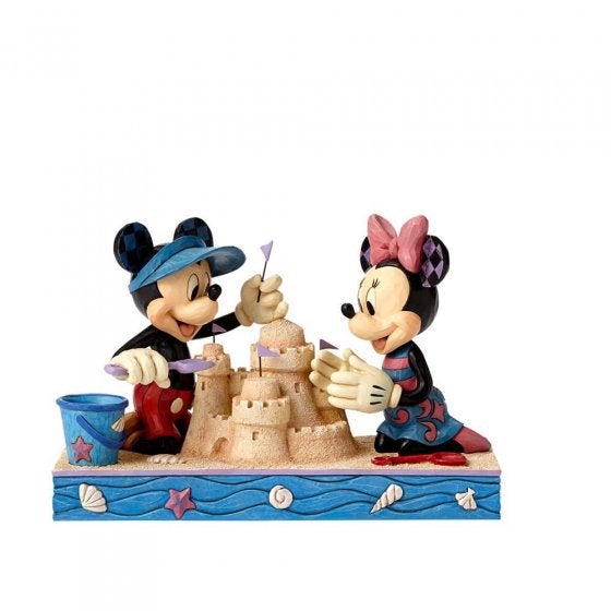 Disney traditions mickey en minnie bouwen zandkasteel, Ophalen of Verzenden, Mickey Mouse, Zo goed als nieuw, Beeldje of Figuurtje