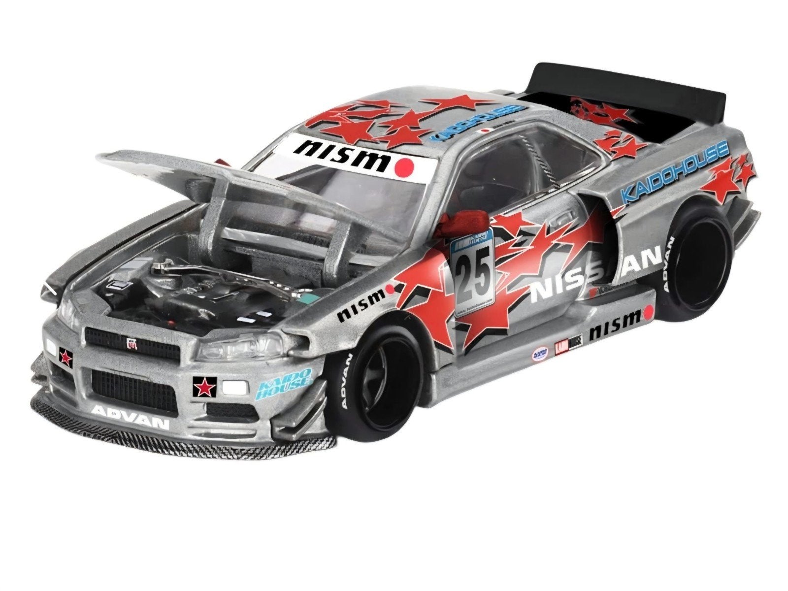 1999 Nissan Skyline GT-R (R34) *Kaido Star Racing* V1, silve, Mymodelcar@outlook.com, Auto, Ophalen of Verzenden, Mini gt