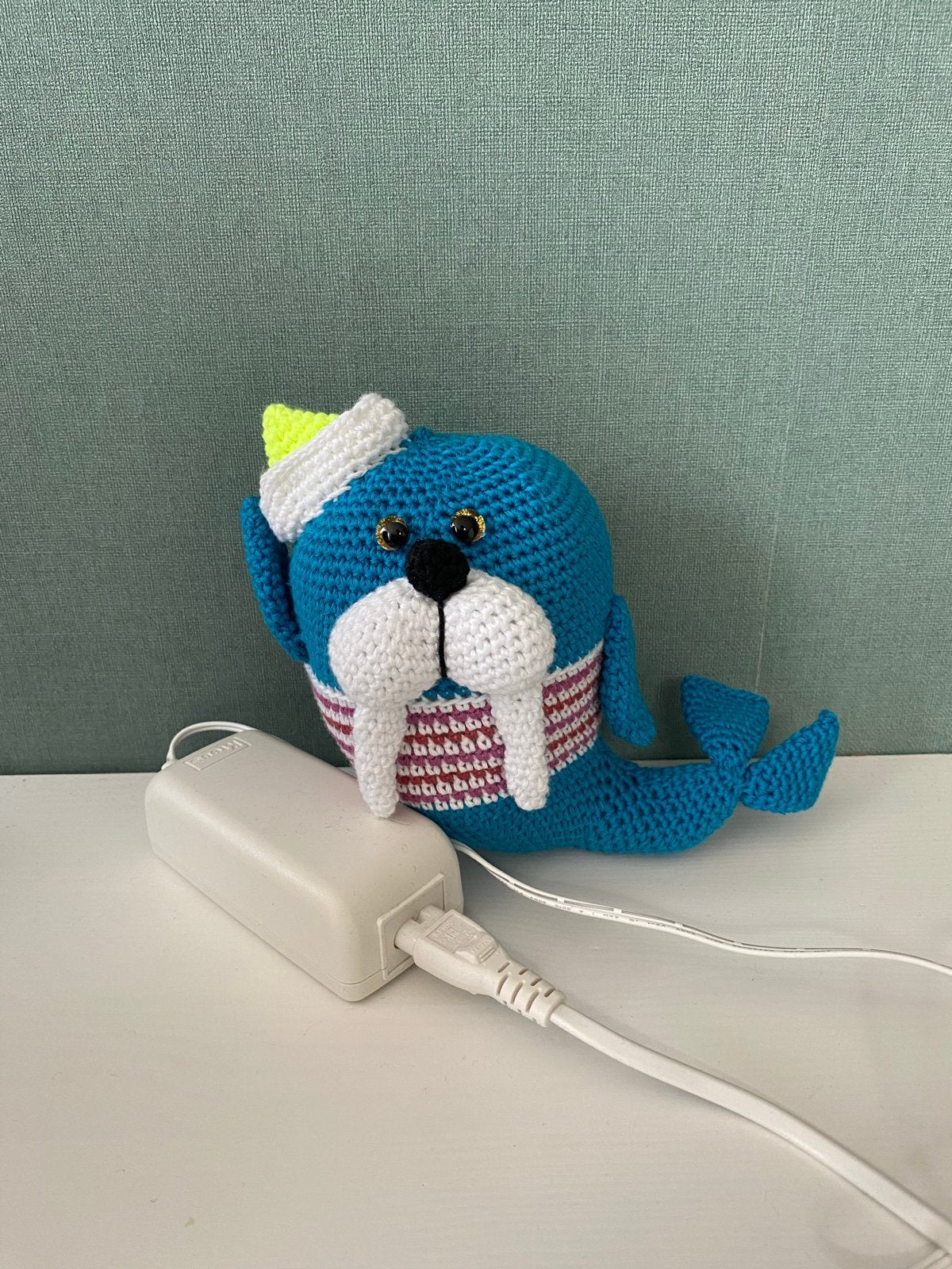 Gehaakte Walrus Knuffel - Handgemaakt en Uniek, Kinderen en Baby's, Speelgoed | Knuffels en Pluche, Overige typen, Blauw, Nieuw