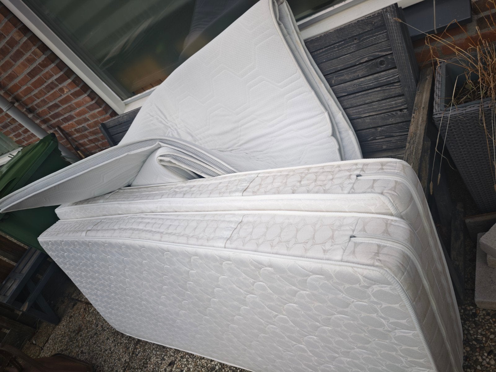 gratis 2 matrassen met topper, Ophalen, Gebruikt, Tweepersoons, 80 cm
