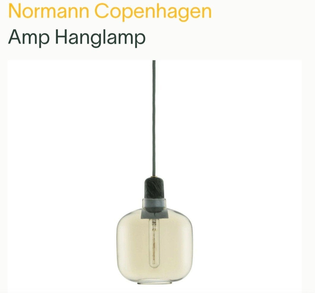 Normann Copenhagen Amp Hanglamp - Groen Marmer & Glas, Ophalen, Modern, Scandinavisch, Design, E14 (klein), Glas