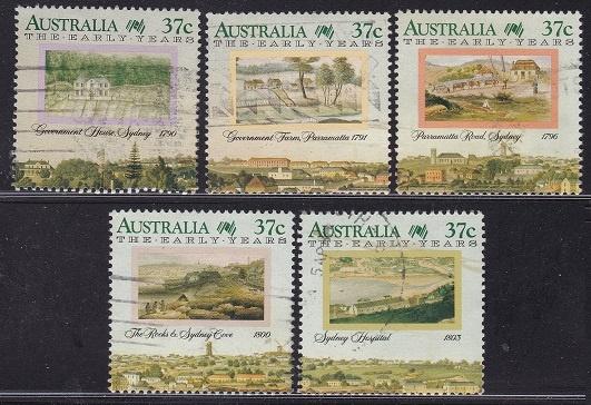 4507 - Australië michel 1106/1110 gestempeld , 200 jaar, Verzenden, Gestempeld