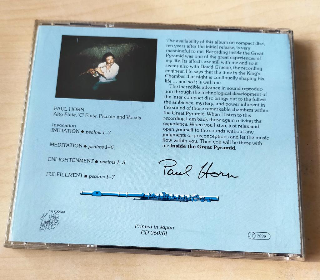 Paul Horn - Inside The Great Pyramid CD 1977/1983, Ophalen of Verzenden, Gebruikt, Jazz