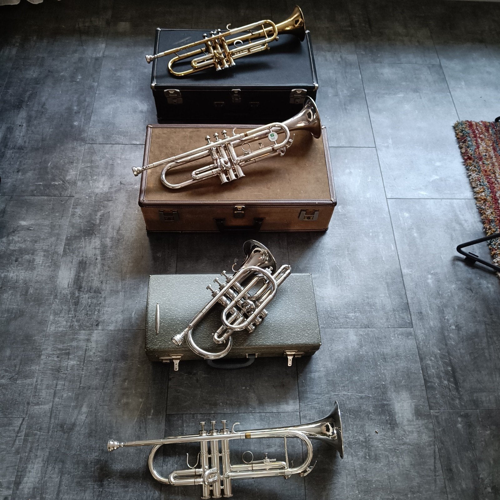 4x oude Trompet Cornet Vintage, Ophalen, Gebruikt, Overige typen