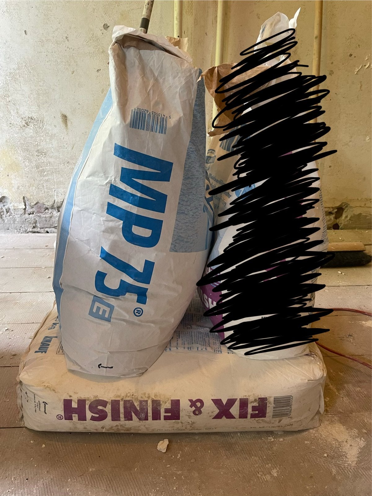 Knauf MP 75 E pleister en Fix & Finish stucmortel, Ophalen, Gebruikt