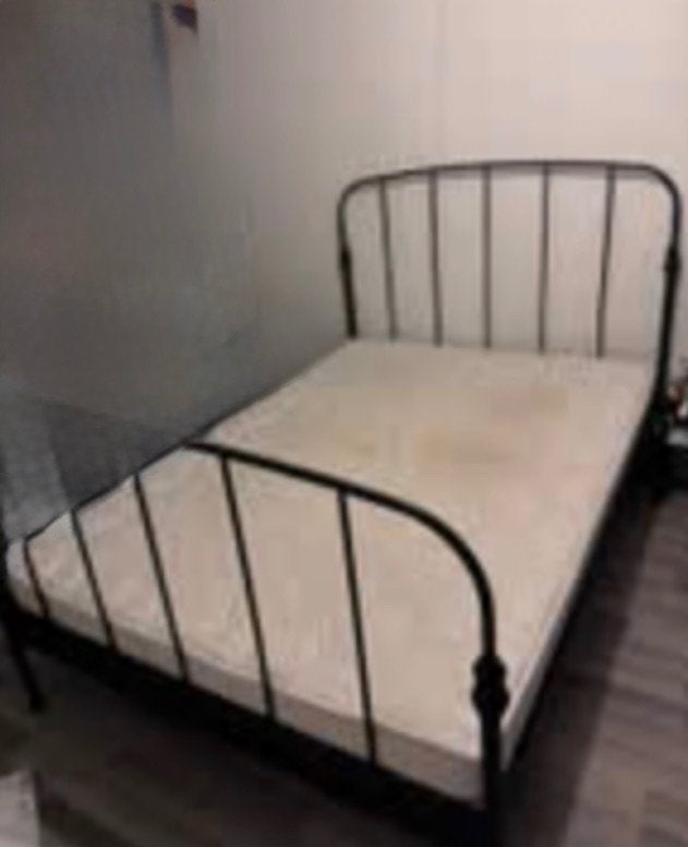 Ikea zwart stalen bedframe (incl. lattenbodem zonder matras), Ophalen, Gebruikt, Zwart, 140 cm