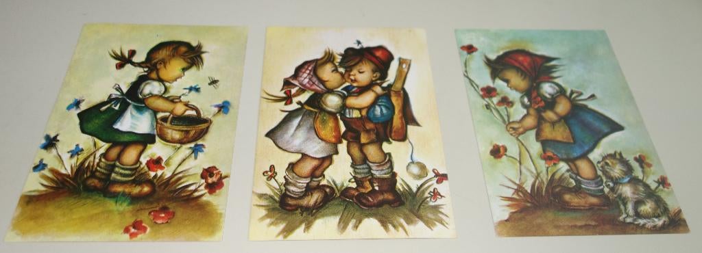 Vintage hummel kaarten - 3 stuks- ongelopen, Ophalen of Verzenden, 1960 tot 1980, Ongelopen, Kinderen
