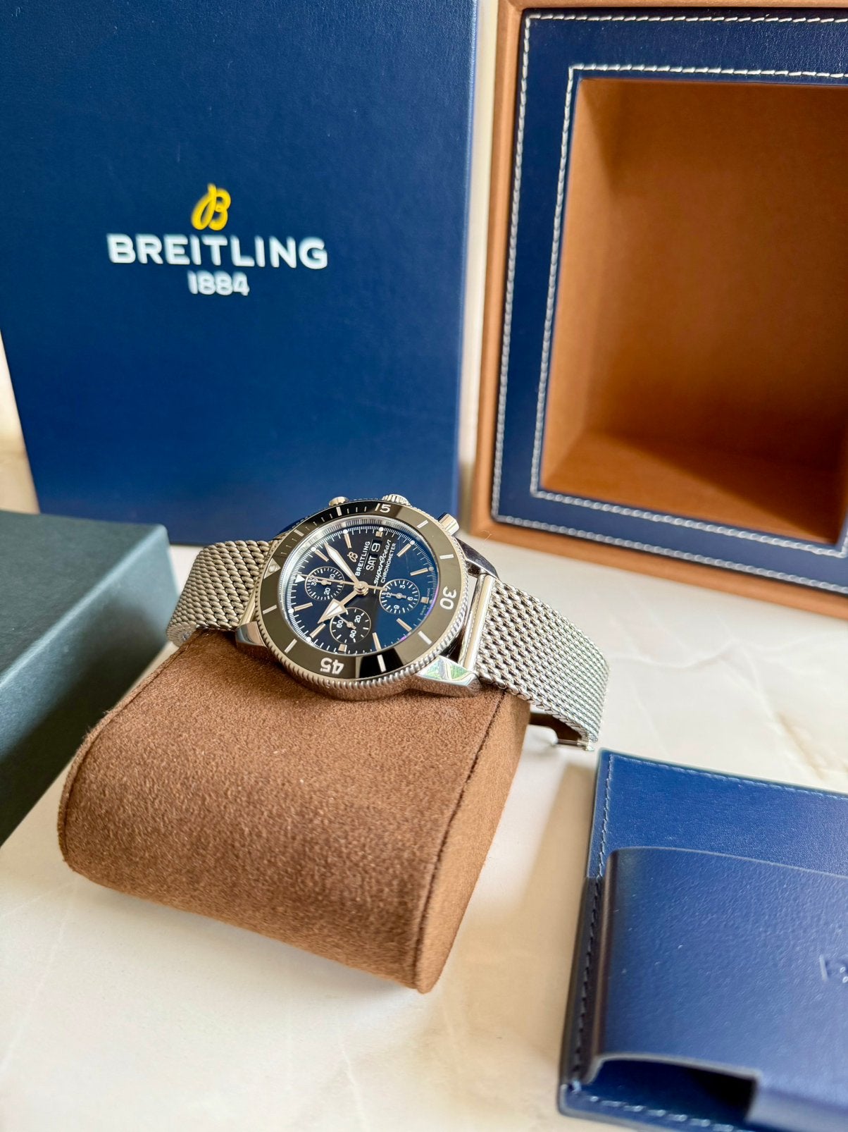 Originele Breitling Superocean Heritage Chronograph Full Set, Staal, Gebruikt, Staal, Breitling