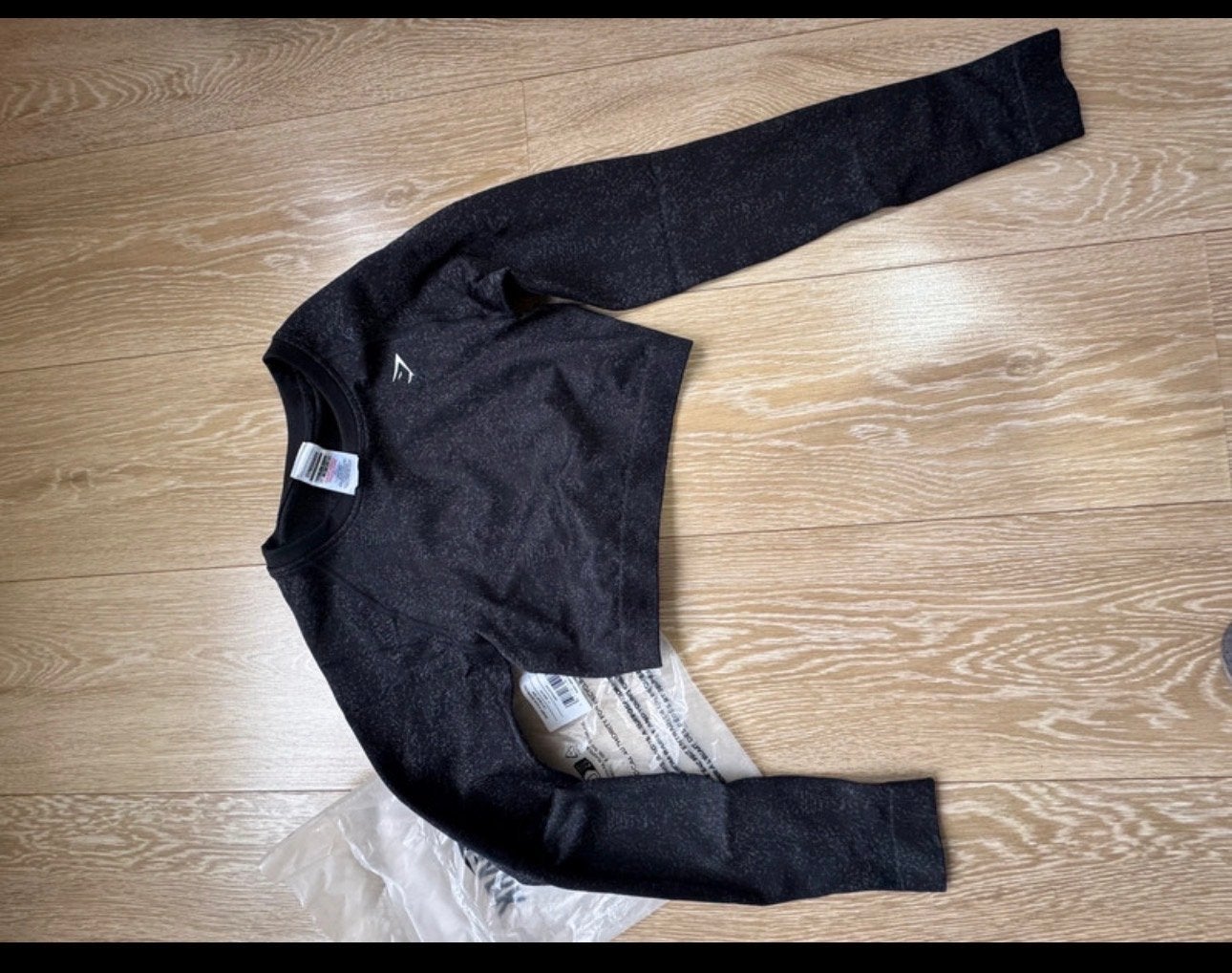 Gymshark Adapt Fleck Seamless Crop Top - Zwart, Zwart, Nieuw, Ophalen of Verzenden, Lange mouw