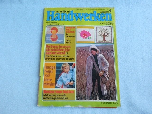Tijdschrift Handwerken nr. 9-1976, haken breien borduren enz, Ophalen of Verzenden, Zo goed als nieuw, Sport en Vrije tijd