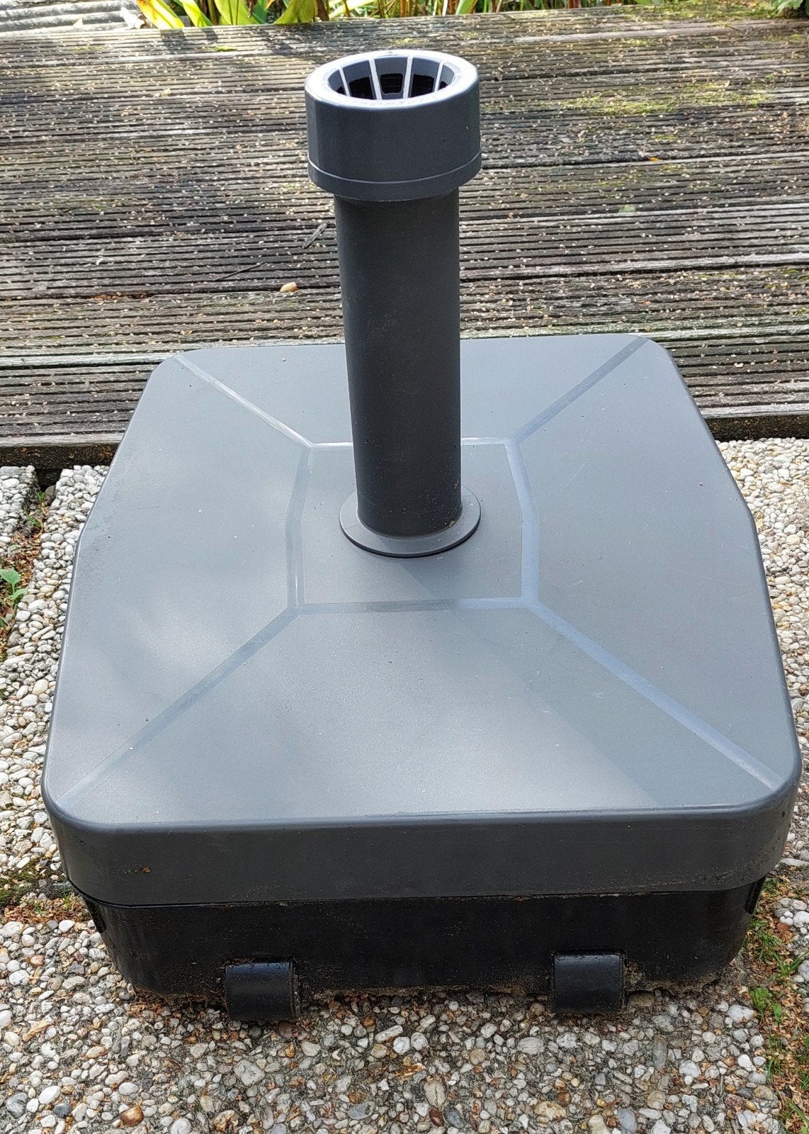Parasolvoet -grijs en zwart- verrijdbaar- Stevige basis voor, Ophalen of Verzenden, Zo goed als nieuw, Minder dan 1 meter, Parasolvoet