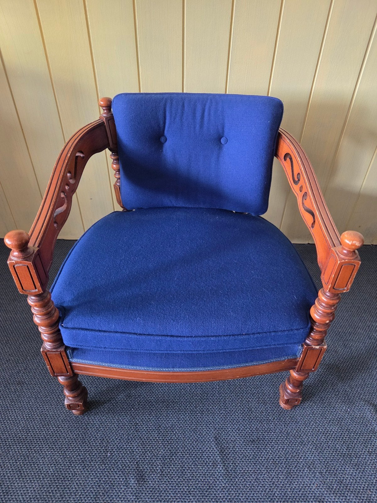 Originele Giorgetti Design Fauteuil / Armstoel (Hout & Blauw, Antiek en Kunst, Ophalen