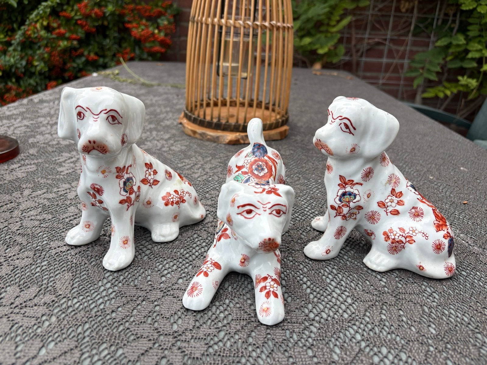 Set van 3 porseleinen hondenbeeldjes chinees, Antiek en Kunst, Ophalen of Verzenden