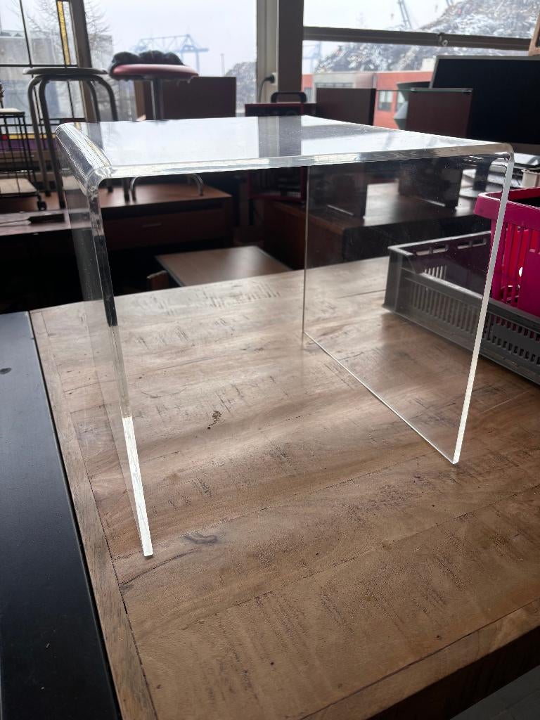 Vintage Plexiglas BIJZETTAFEL - MINIMALISTISCH, Ophalen, Kunststof, Gebruikt, Transparant