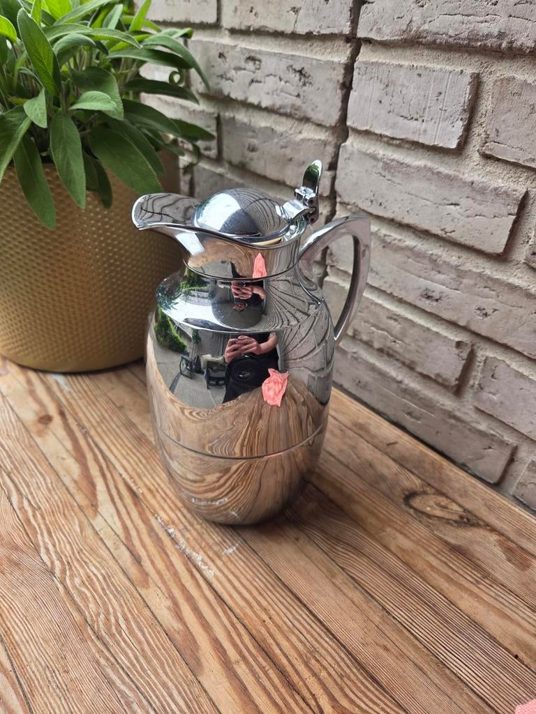Vintage Alfi Thermoskan 1L - Made in Germany, Theepot/fluitketel, Gebruikt, Zilver, Ophalen of Verzenden