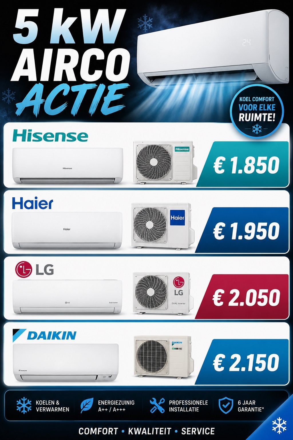 ️ Airco Plaatsing & Onderhoud, Verwarmen, Nieuw, 3 snelheden of meer, Ophalen of Verzenden