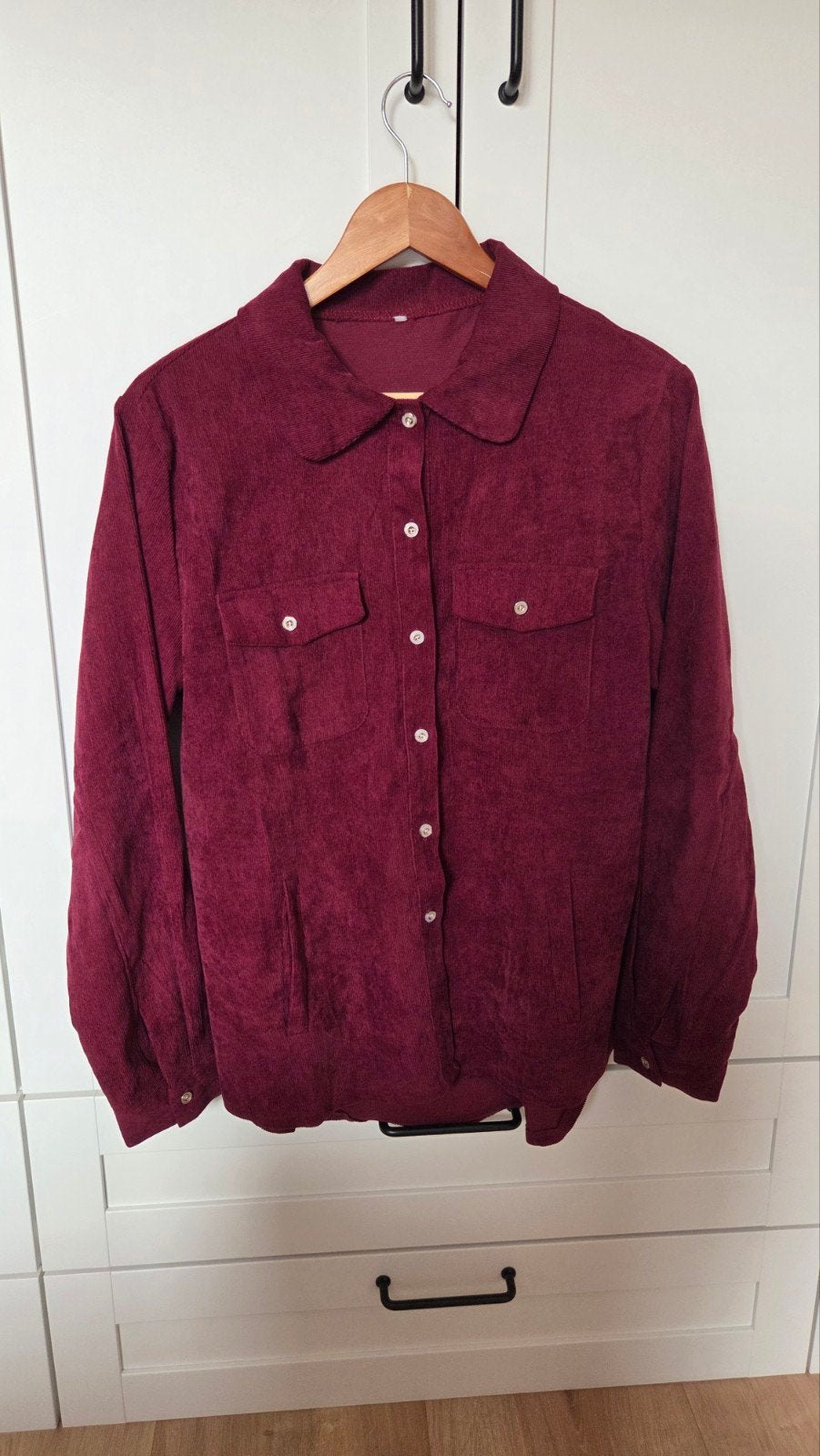 Blouse ribstof bordeaux rood maat M, Maat 38/40 (M), Ophalen of Verzenden, Jasje, Gedragen