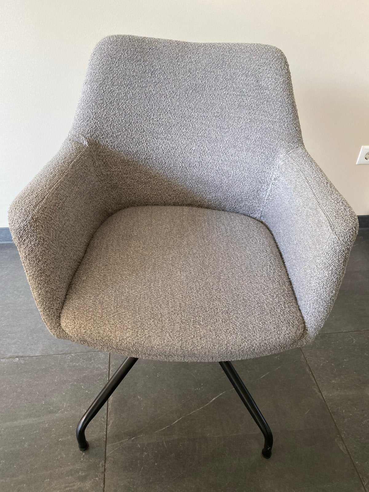 5 grijze, draaibare eetkamerstoelen, Ophalen, Zo goed als nieuw, Vijf, Zes of meer stoelen, Stof