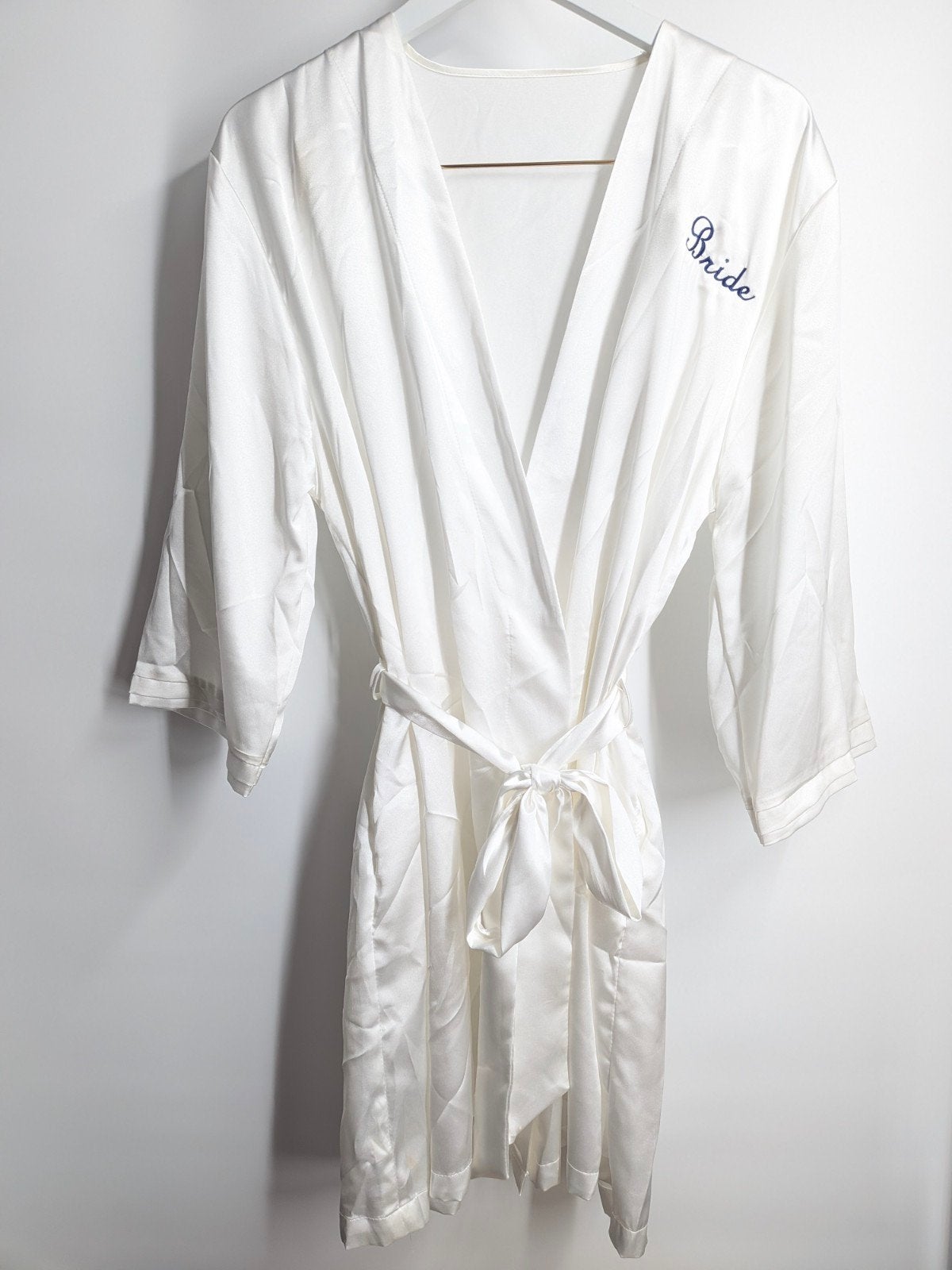 Witte satijnen Bride badjas / kimono (XS-XL), Wedding, Wit, Nieuw, Ophalen of Verzenden