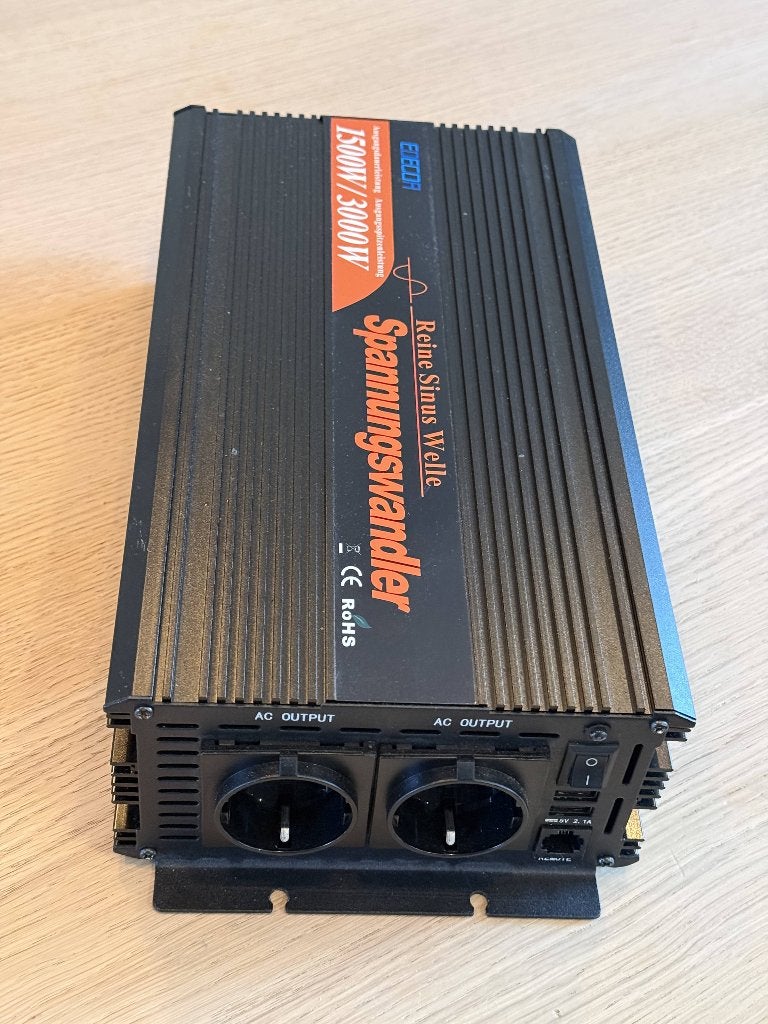 Edecoa 1500W/3000W Pure Sinus Omvormer 12V naar 230V, Caravans en Kamperen, Ophalen of Verzenden, Gebruikt