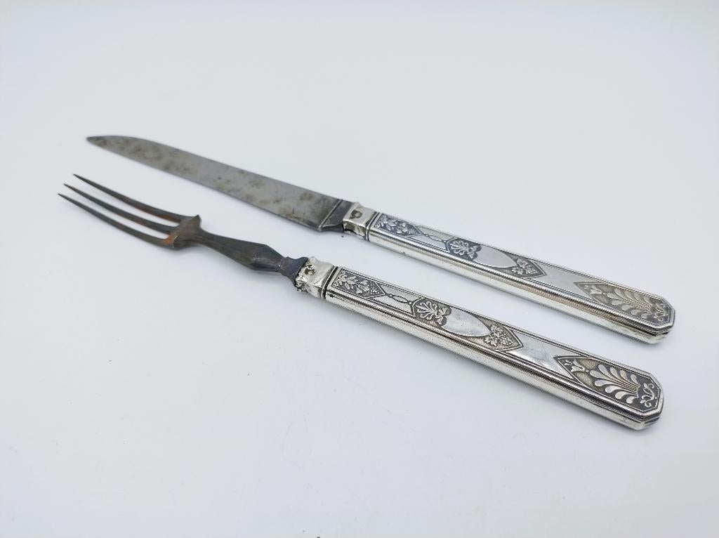 Zilveren couvert, Frankrijk, 19e eeuws, Antiek en Kunst, Verzenden, Zilver
