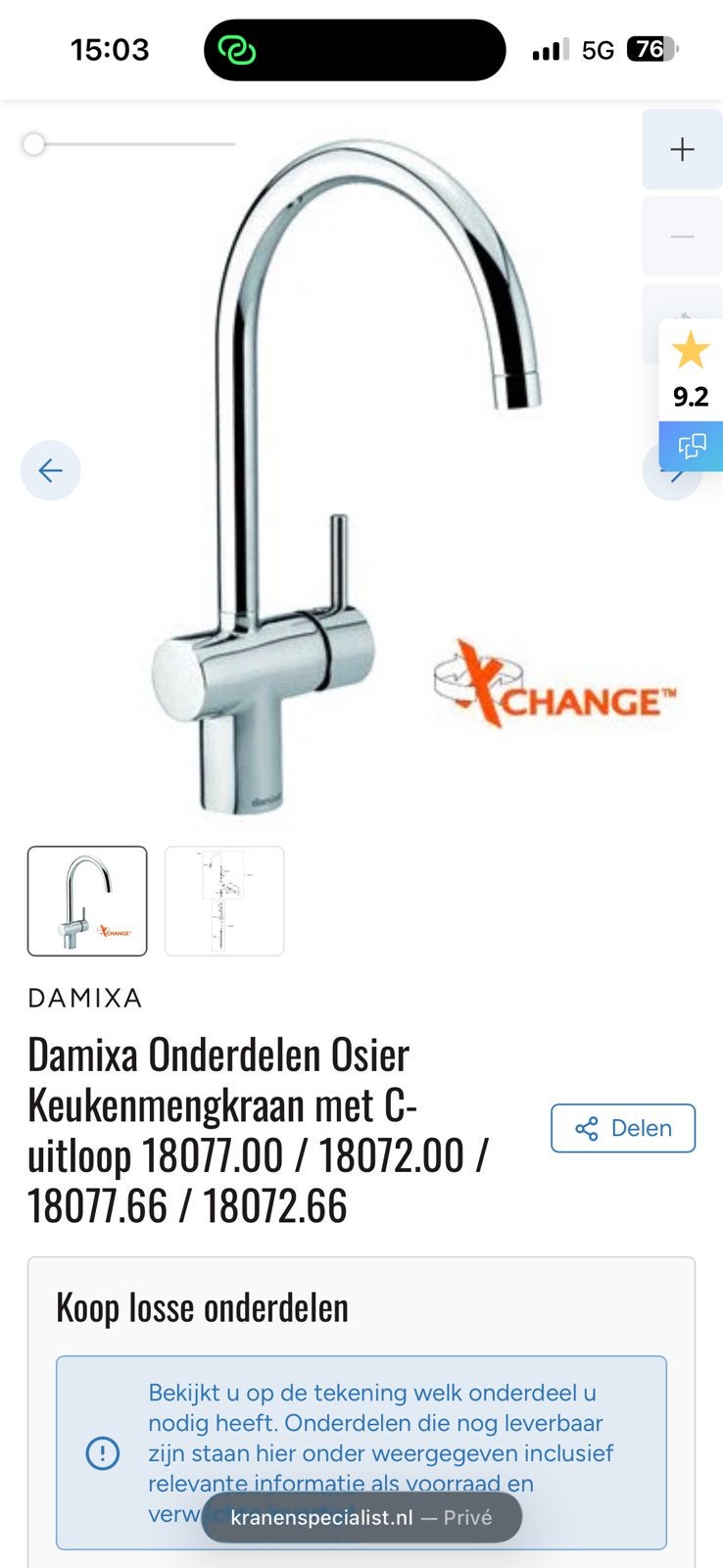 Nieuwe Damixa keukenmengkraan met C uitloop, Ophalen of Verzenden, Nieuw, Chroom, Kraan