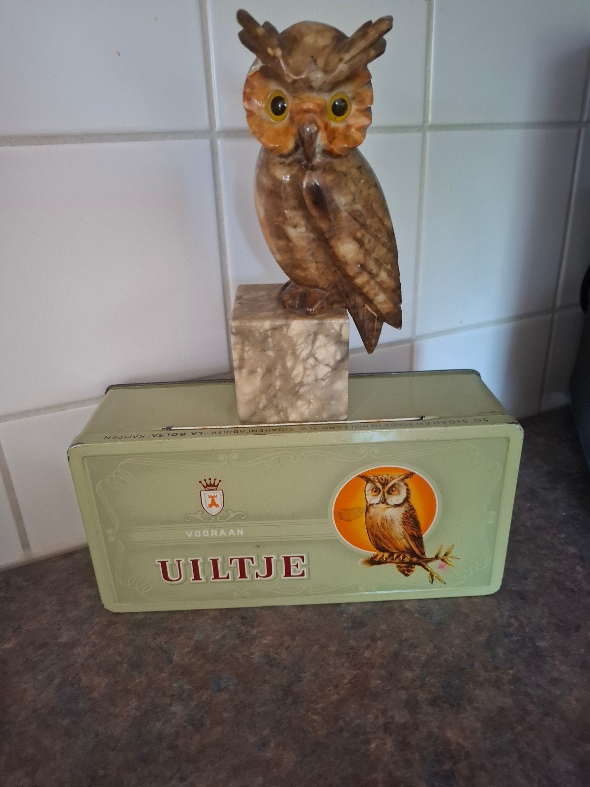 Vintage Blikken doos van uiltje sigaren, Ophalen, Gebruikt, Overige