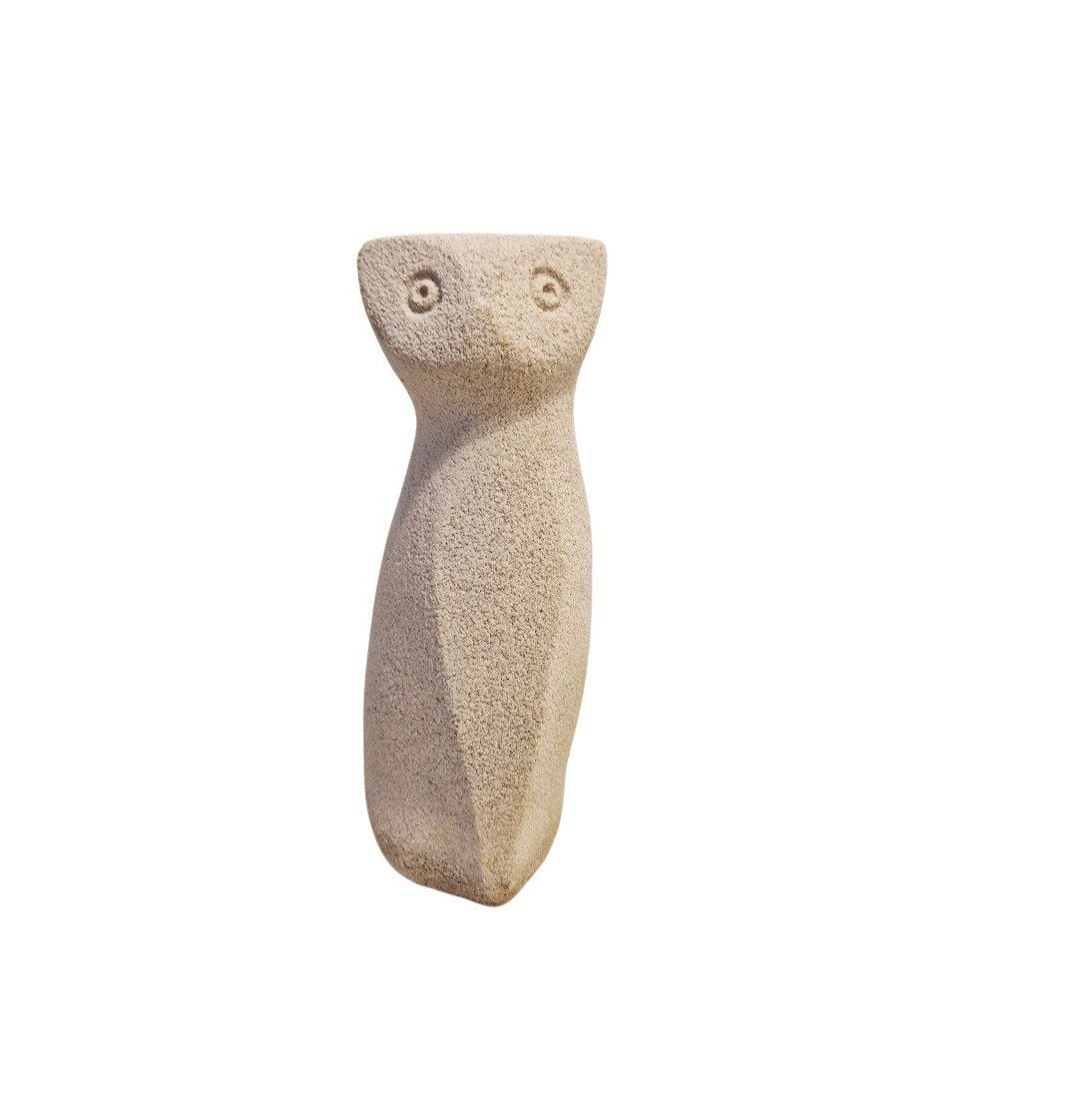 vintage beeldje zandsteen stoneart  poes kat poezen beeld, Minder dan 20 cm, Handgemaakt, Art deco, Ophalen of Verzenden