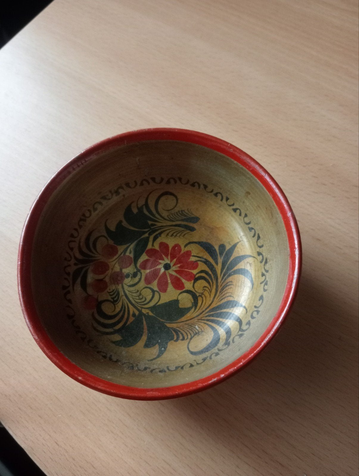 Vintage Khokhloma kom, handgeschilderd, Made in USSR, Antiek en Kunst, Ophalen