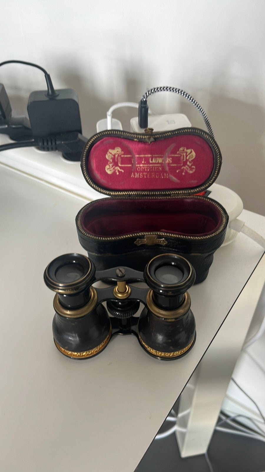 Antieke opera‑kijker met originele C.J. Lammers case, Gebruikt, Verzenden, Minder dan 8x, Overige typen