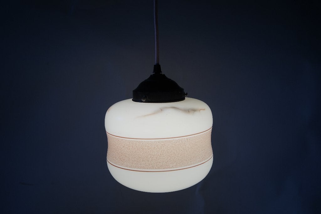 art deco lamp marmer roze stof opaline glas bakeliet., Gebruikt, Vintage antiek art deco, Ophalen of Verzenden, 75 cm of meer