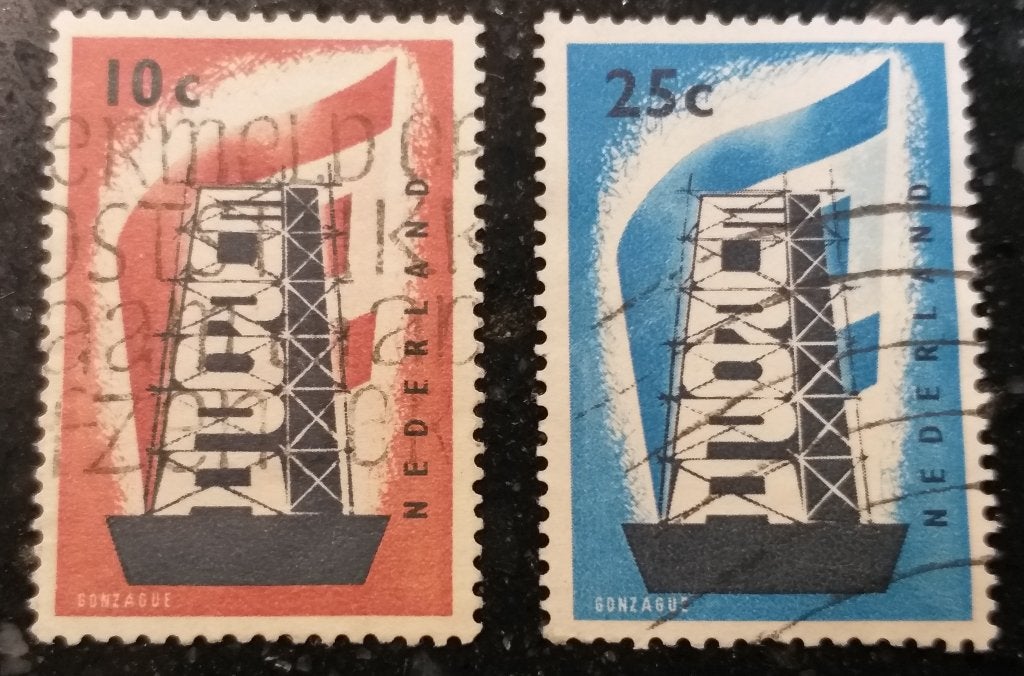 POSTZEGELS NEDERLAND EUROPAZEGELS 1956 GESTEMPELD, Verzenden, Na 1940, Gestempeld