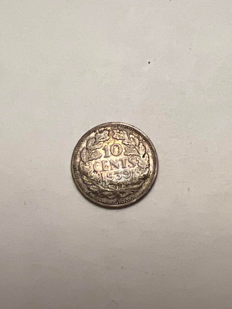 Nederland 10 cent 1939 Wilhelmina Zilveren Dubbeltje, Postzegels en Munten, Munten | Nederland, Zilver, Ophalen of Verzenden, 10 cent