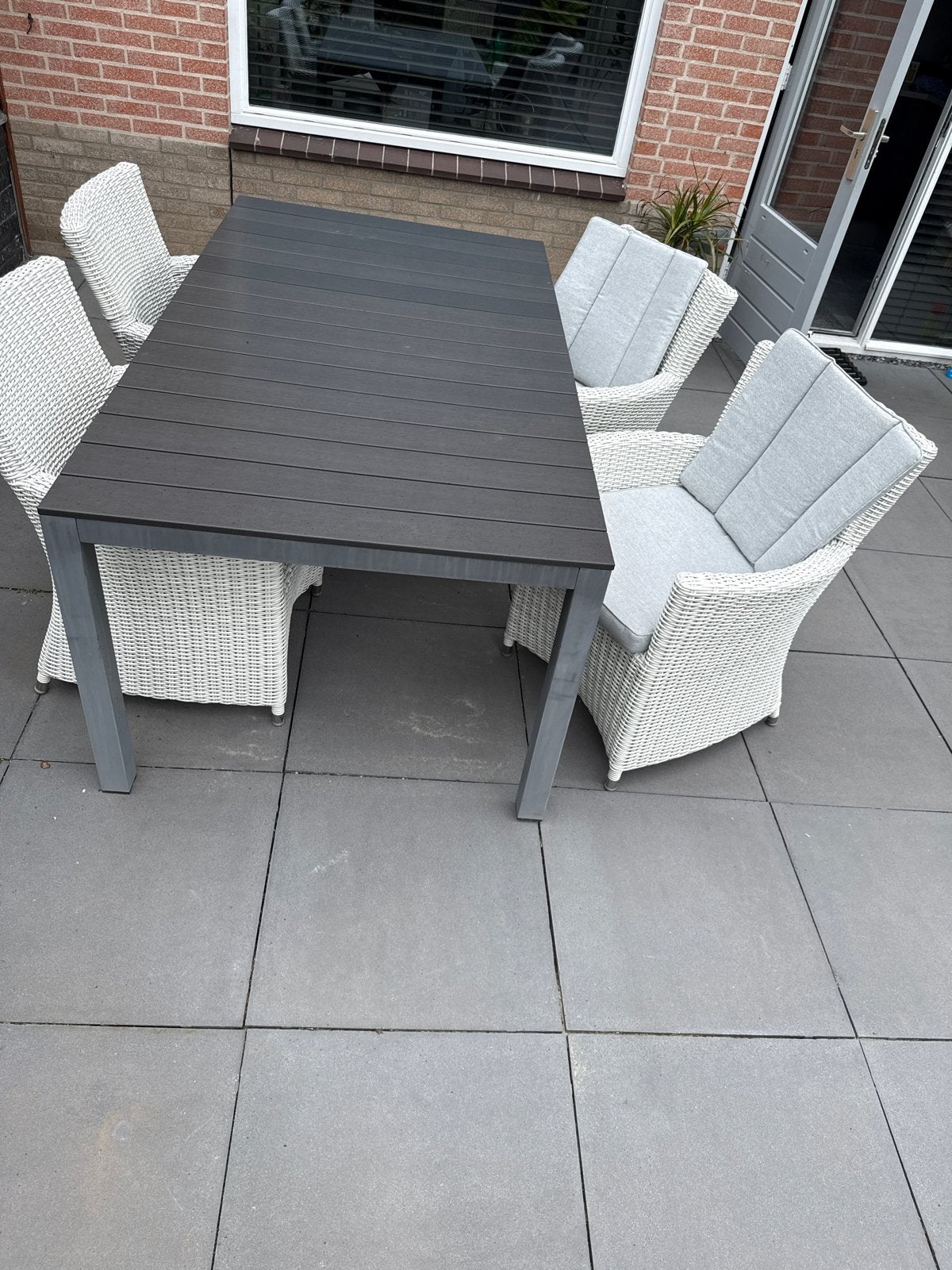 Tuinset Intenso met tafel (183x100) en 4 stoelen, Ophalen, 4 zitplaatsen, Eettafel, Aluminium