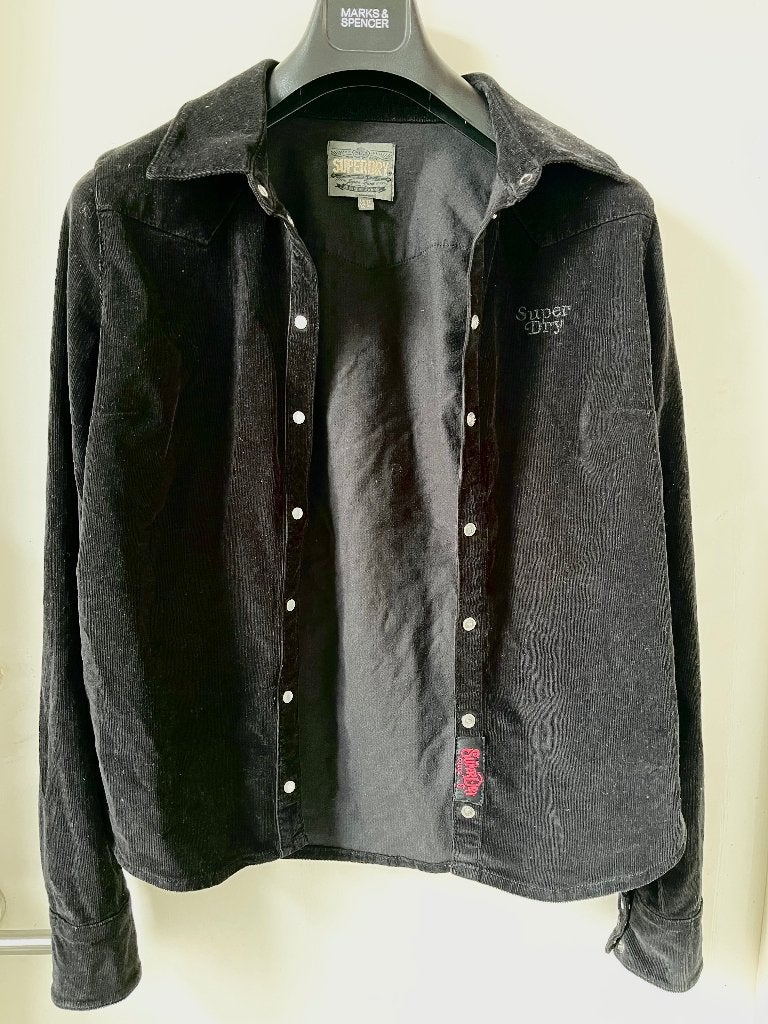 Superdry Zwart flanellen shirt maat 40, Zwart, Ophalen of Verzenden, Zo goed als nieuw, Maat 46 (S) of kleiner