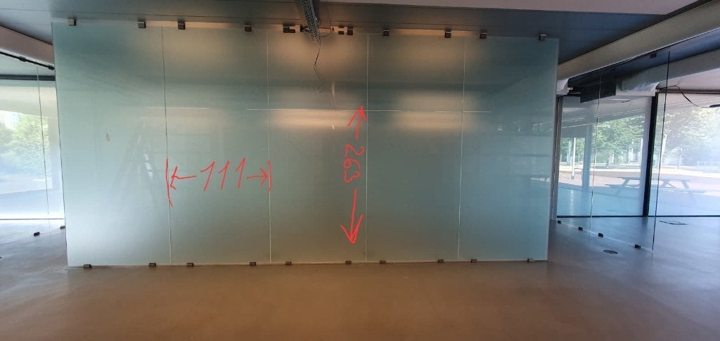 Gehard glas 12mm voor kantoorwand / scheidingswand 111x263, Ophalen, Gebruikt, 80 tot 120 cm, Overige typen