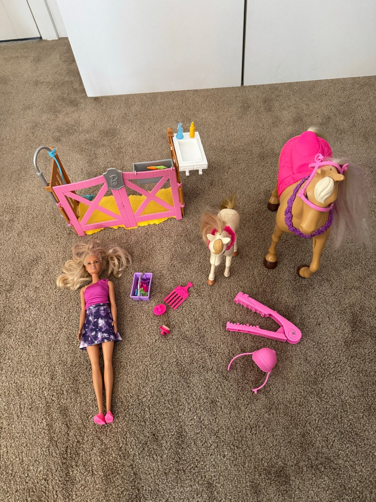 Barbie en Paarden Speelset - Compleet met Accessoires, Ophalen of Verzenden, Gebruikt, Barbie