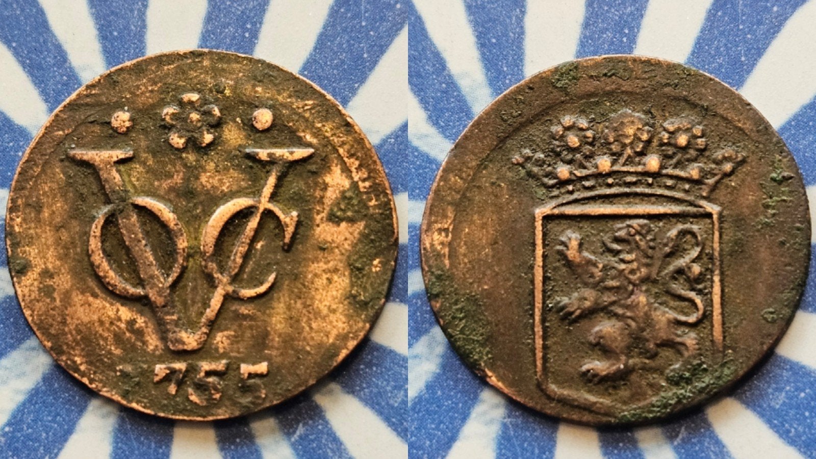 Schaarse oude munt VOC duit Holland 1755, Ophalen of Verzenden, Vóór koninkrijk, Overige waardes
