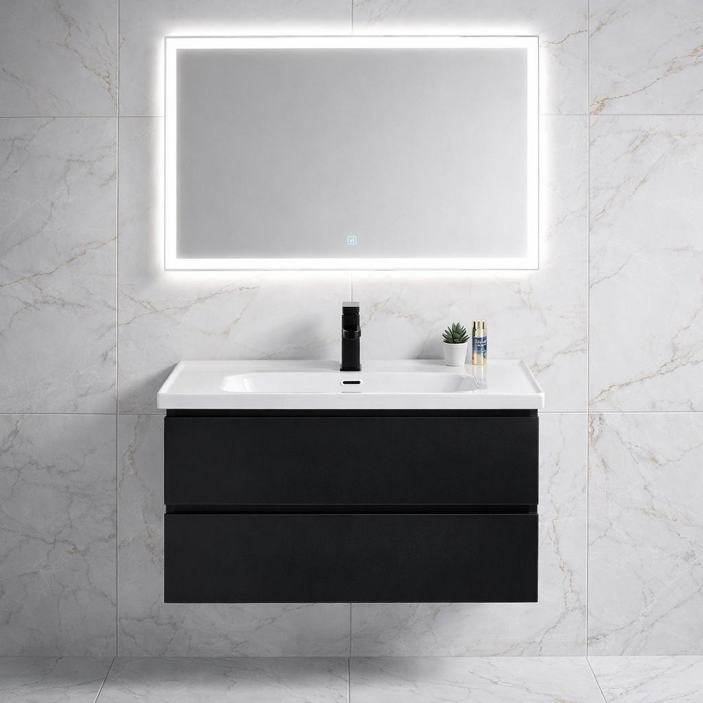 Modern Badkamermeubel 60 cm Zwart | Zwevend | Keramiek Nieuw