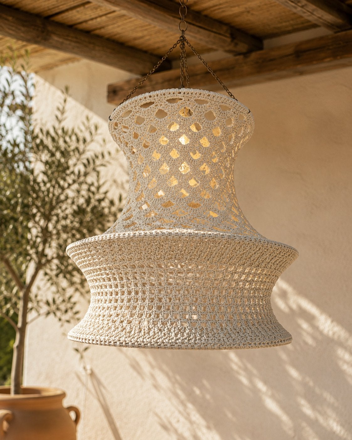 Grote gehaakte lamp/lampion, Ophalen of Verzenden, Nieuw, Stof, 50 tot 75 cm